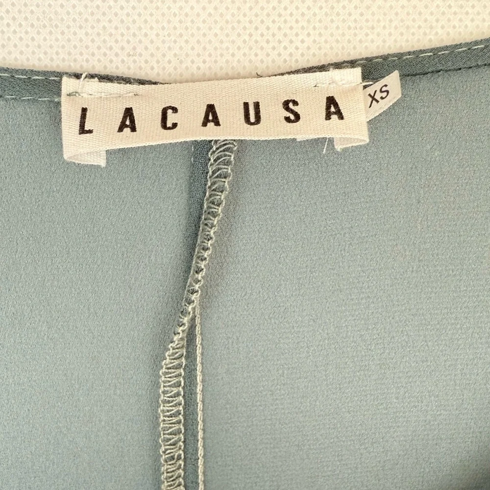 Lacausa Anthropologie Sheer Babydoll Flowy Boho Dress Sage Green Oversized NWT - Picture 4 of 9